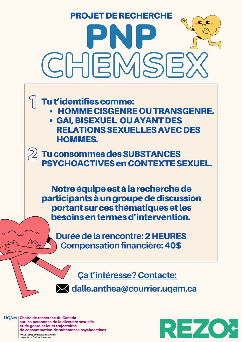 Affiche de recrutement pour le projet PnP/Chemsex